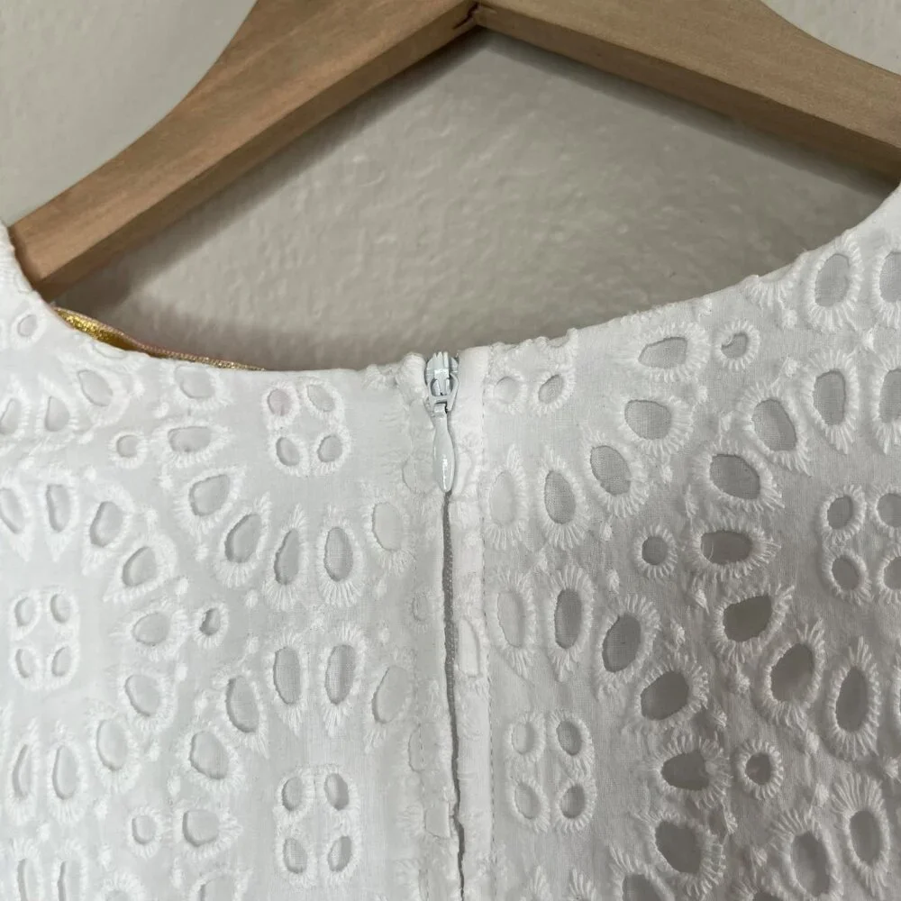 Lilly Pulitzer Roca Resort White Eyelet Lace Long Sleeve Cropped Top 0